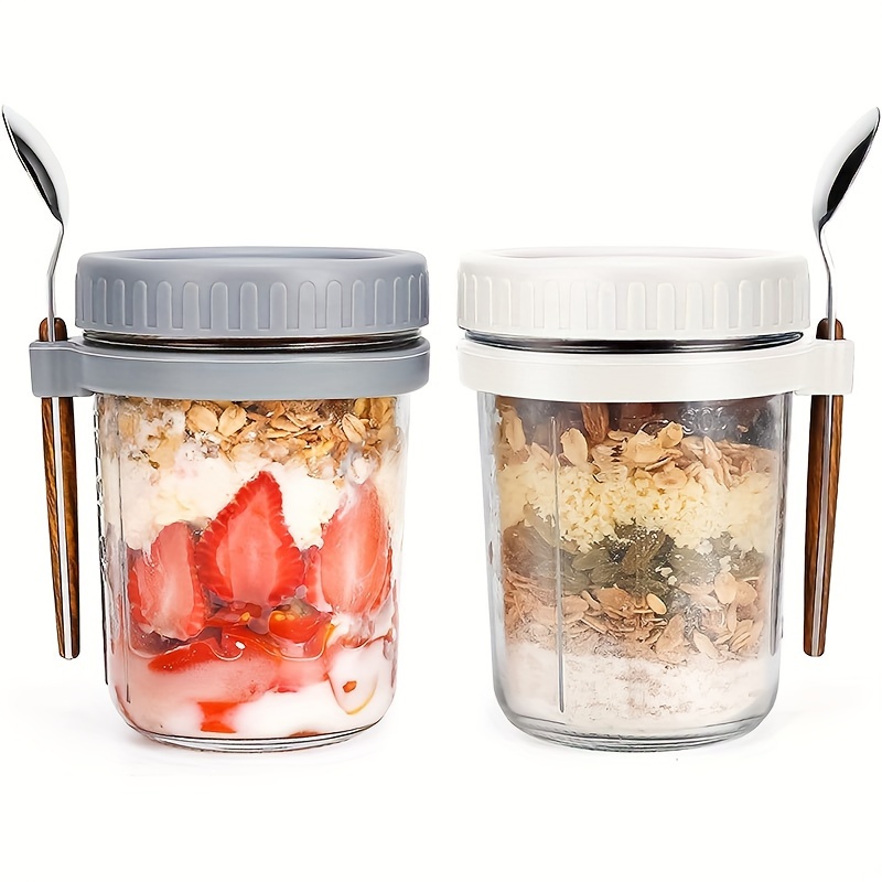 Food Storage Canister - 1 قطعة/2 قطعة كوب الشوفان الزجاجي،